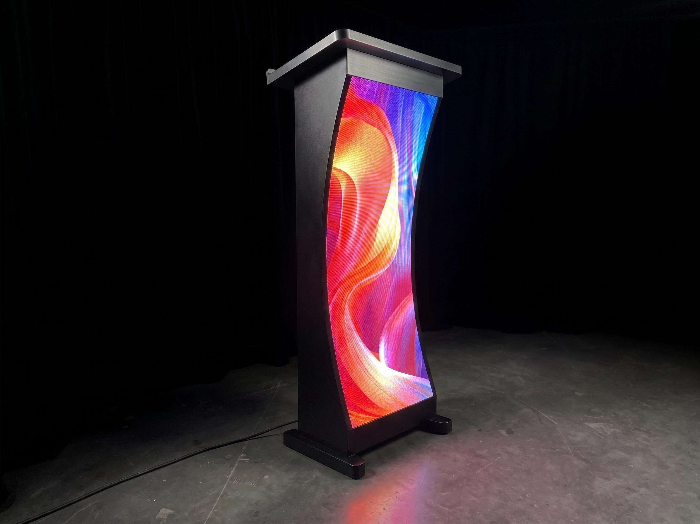 LED podium with a curved 1.8 mm front LED face